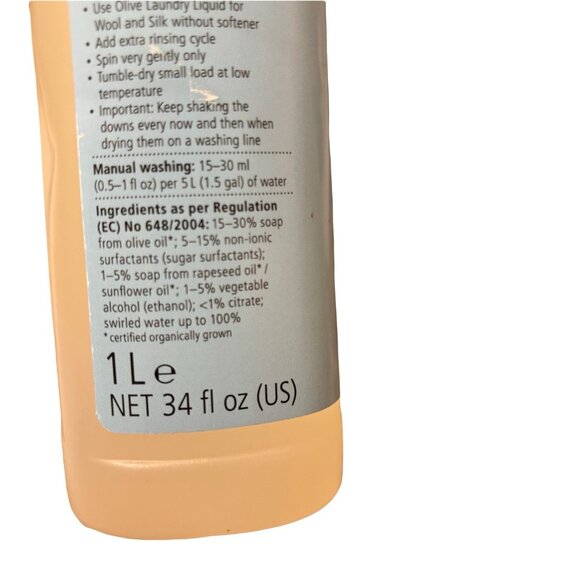 Sonett Organic Olive Laundry Liquid for Wool & Silk 1L Sensitive Formula - Picture 2 of 3